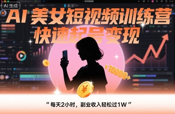 【精】AI美女短视频训练营，快速起号变现，每天2小时，副业收入轻松过1W | 资源下载 - 知行客网赚项目-副业赚钱-互联网创业-资源整合知行客