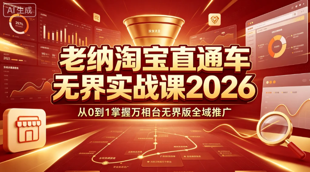 【精】老纳淘宝直通车无界实战课2026：从0到1掌握万相台无界版全域推广-知行客