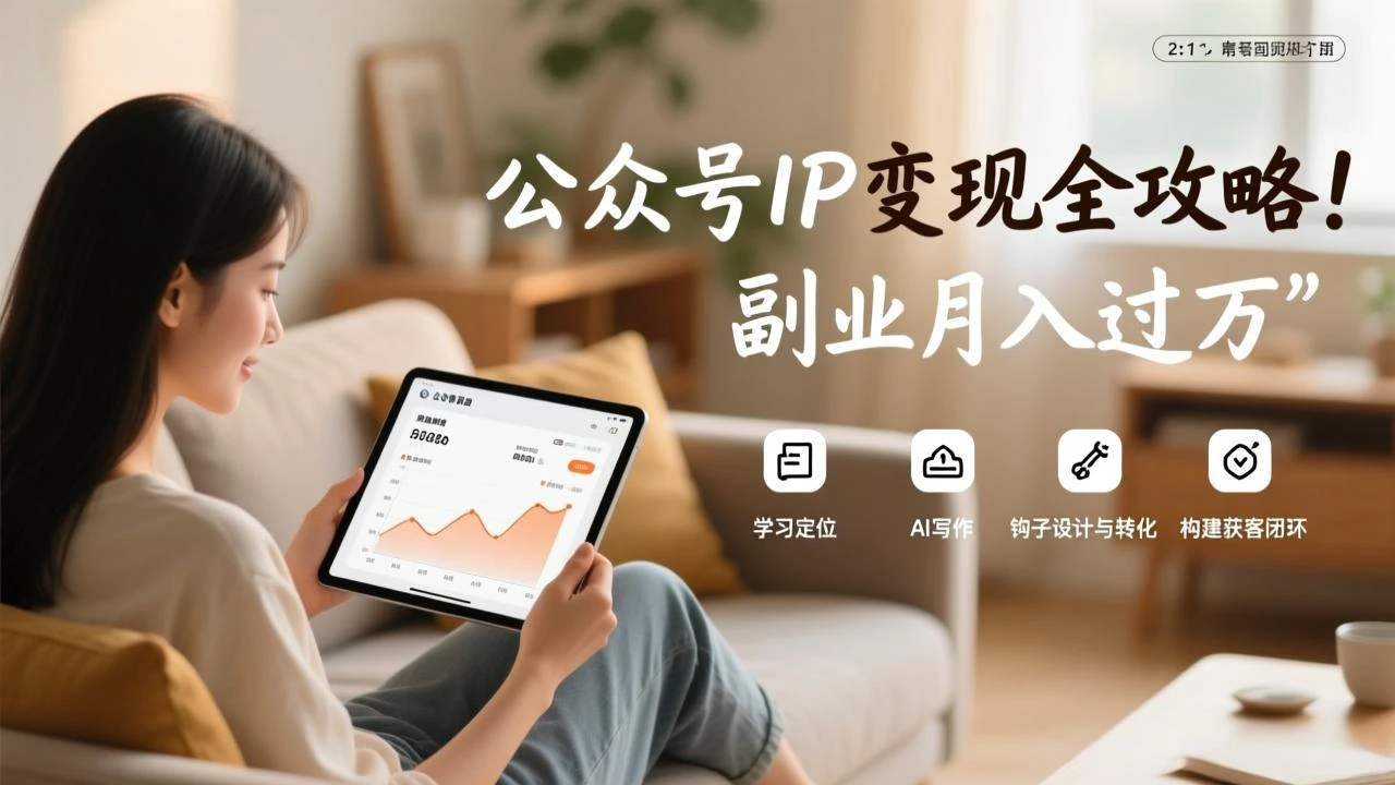 【精】公众号IP变现全攻略，学习定位、AI写作、钩子设计与转化，构建获客闭环，副业月入过万网赚项目-副业赚钱-互联网创业-资源整合知行客