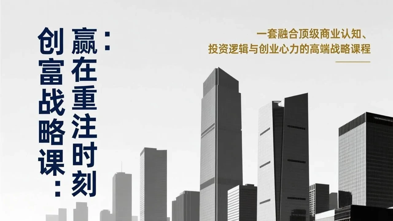 【精】创富战略课线下录音：赢在重注时刻，一套融合顶级商业认知、投资逻辑与创业心力的高端战略课程网赚项目-副业赚钱-互联网创业-资源整合知行客