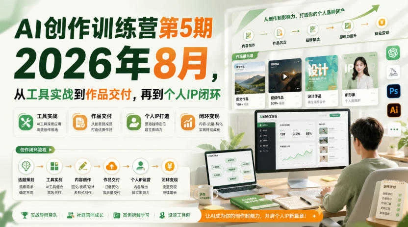 【精】AI创作训练营第5期 – 2026年最新实战指南-知行客