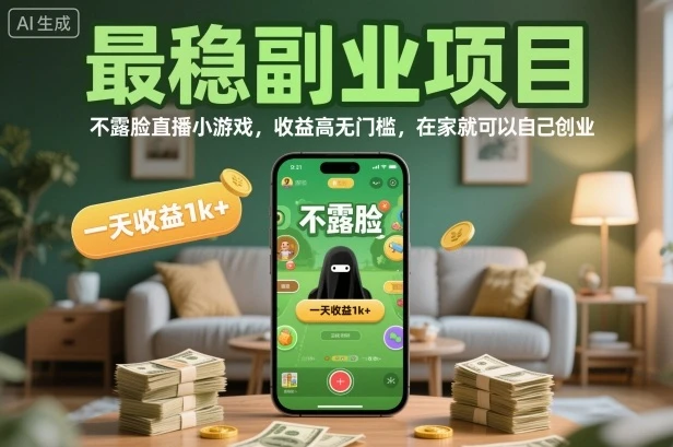 最稳副业项目，不露脸直播小游戏，收益高无门槛，一天收益1k+，在家就可以自己创业【揭秘】 | 资源下载 - 知行客网赚项目-副业赚钱-互联网创业-资源整合知行客