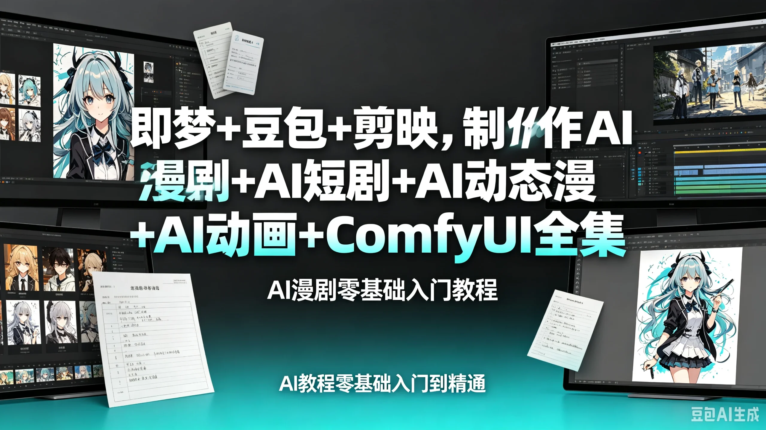 【精】即梦+豆包+剪映，制作AI漫剧+AI短剧+AI动态漫+AI动画+ComfyUI全集AI漫剧零基础入门教程，AI教程零基础入门到精通-知行客