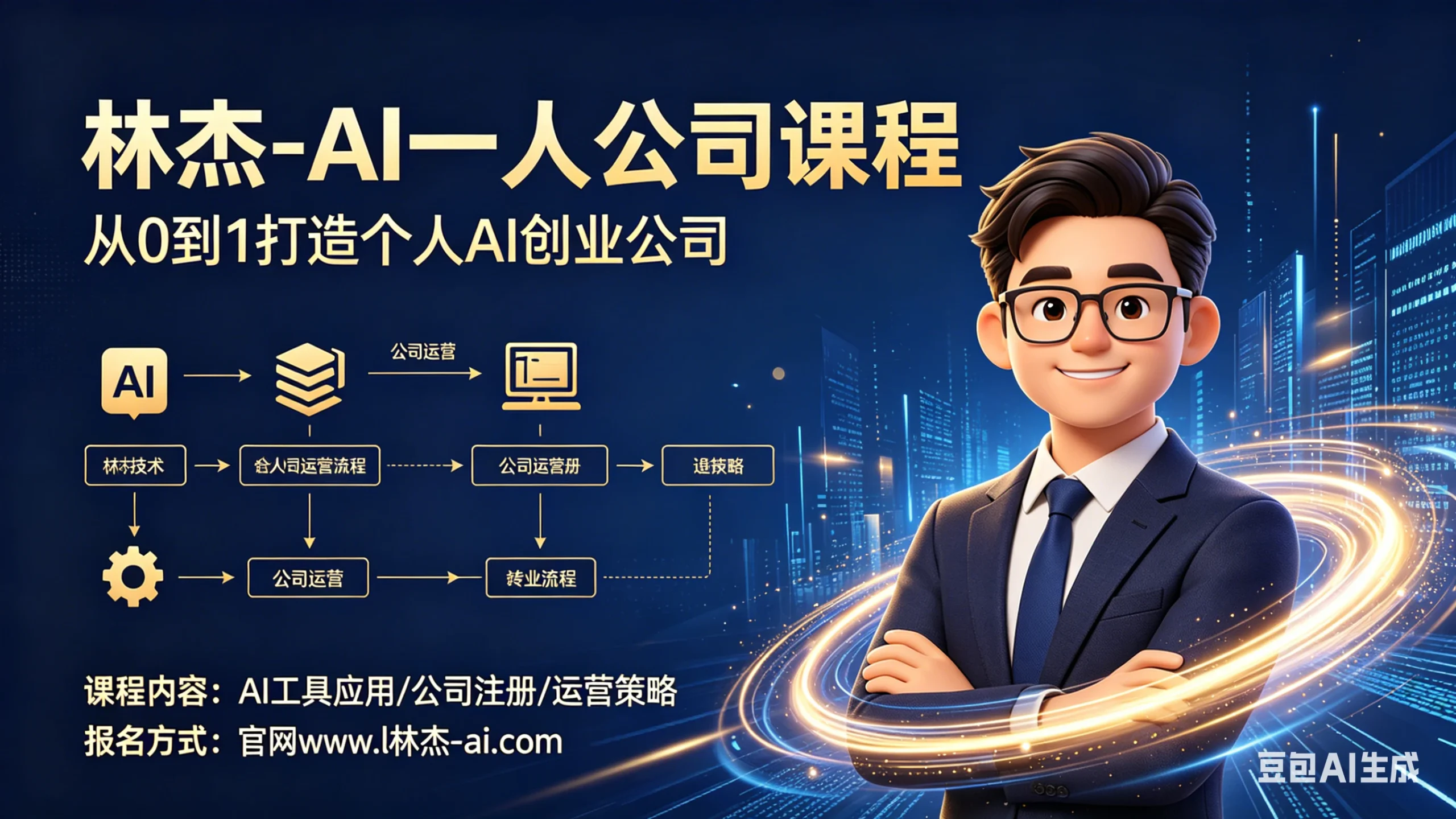 林杰-AI一人公司实战教学，让AI替你写文案、剪视频、找客户网赚项目-副业赚钱-互联网创业-资源整合知行客