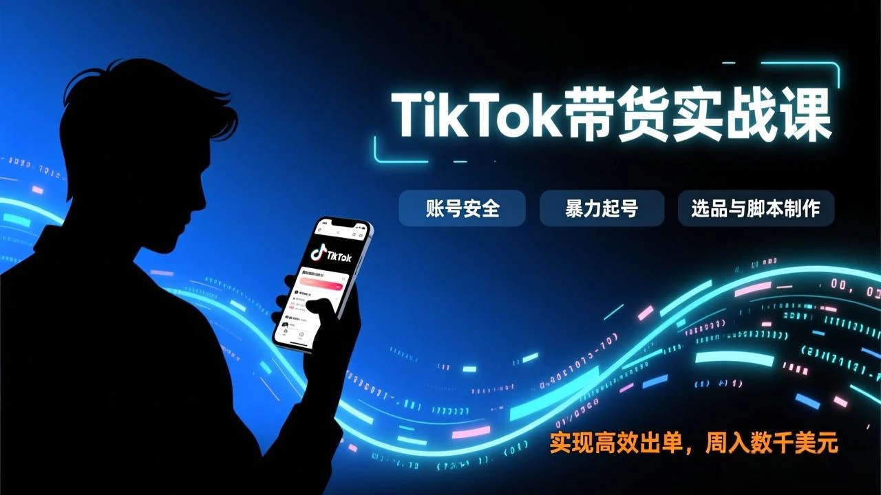 【精】TikTok带货实战课，涵盖账号安全、暴力起号、选品与脚本制作，实现高效出单，周入数千美元网赚项目-副业赚钱-互联网创业-资源整合知行客