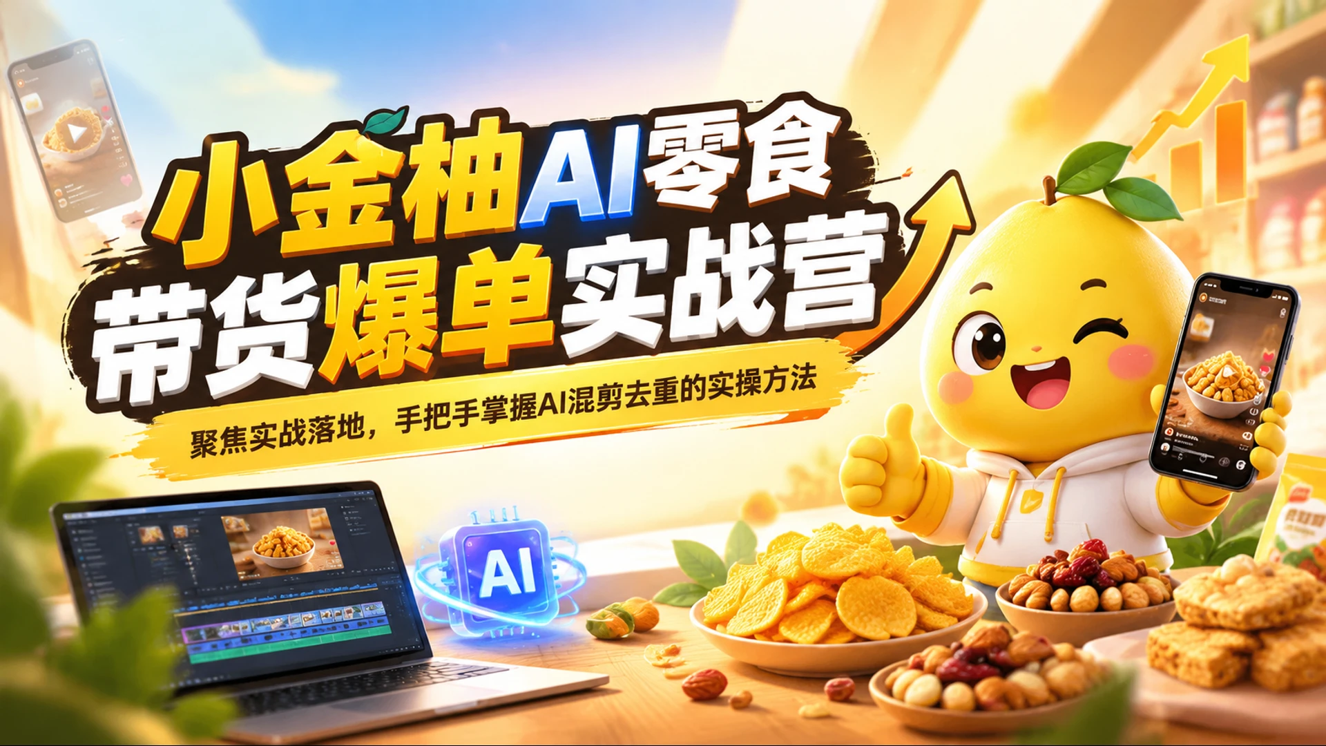 【精】小金柚AI零食带货爆单实战营聚焦实战落地，手把手掌握AI混剪去重的实操方法 | 资源下载 - 知行客-知行客