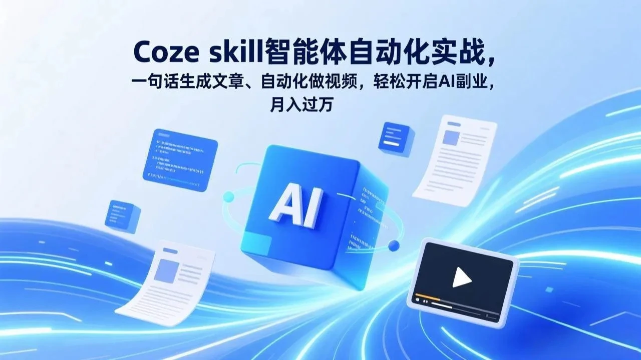 【精】Coze skill智能体自动化实战，一句话生成文章、自动化做视频，轻松开启AI副业，月入过万网赚项目-副业赚钱-互联网创业-资源整合知行客