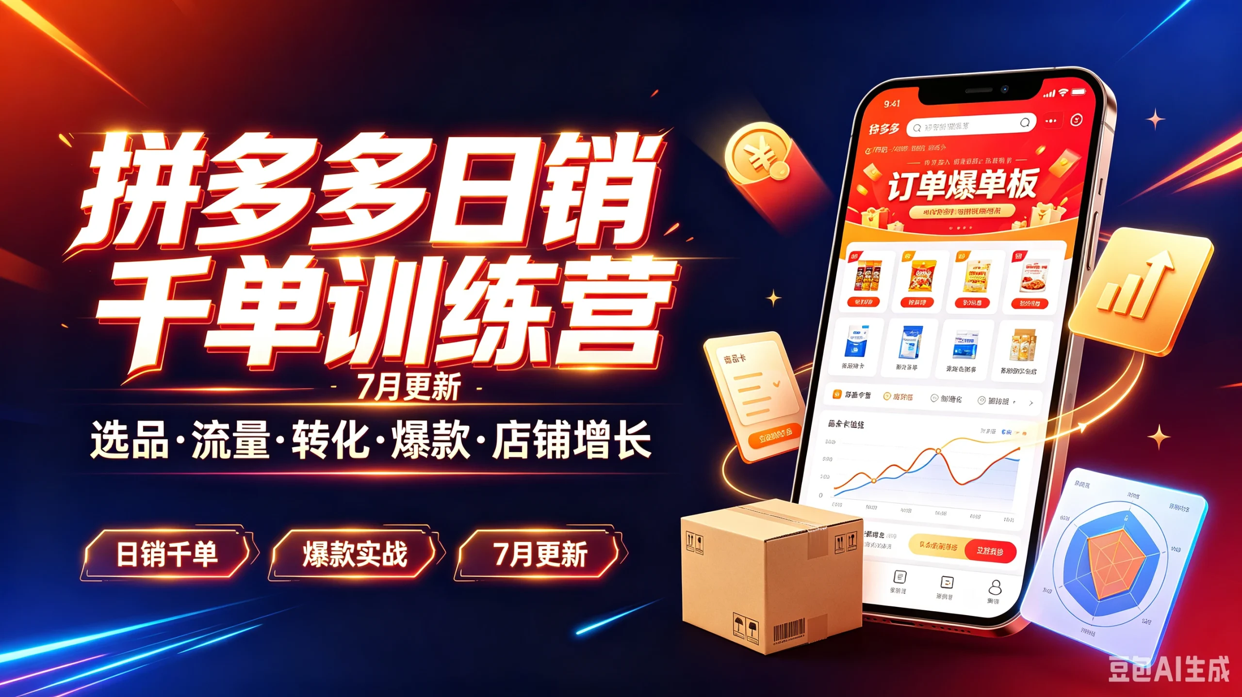 【精】拼多多日销千单训练营，7月更新选品·流量·转化·爆款·店铺增长，日销千单、爆款实战、7月更新-知行客