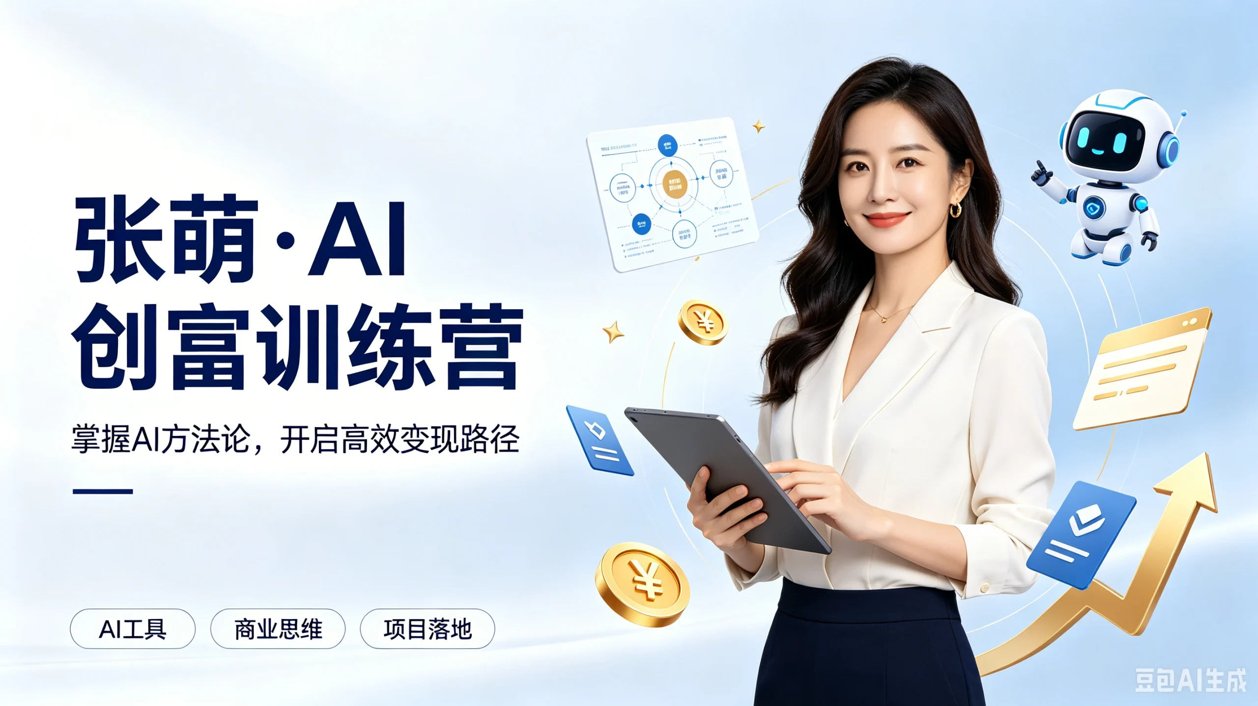 【精】张萌·AI创富训练营，掌握AI方法论，开启高效变现路径-知行客