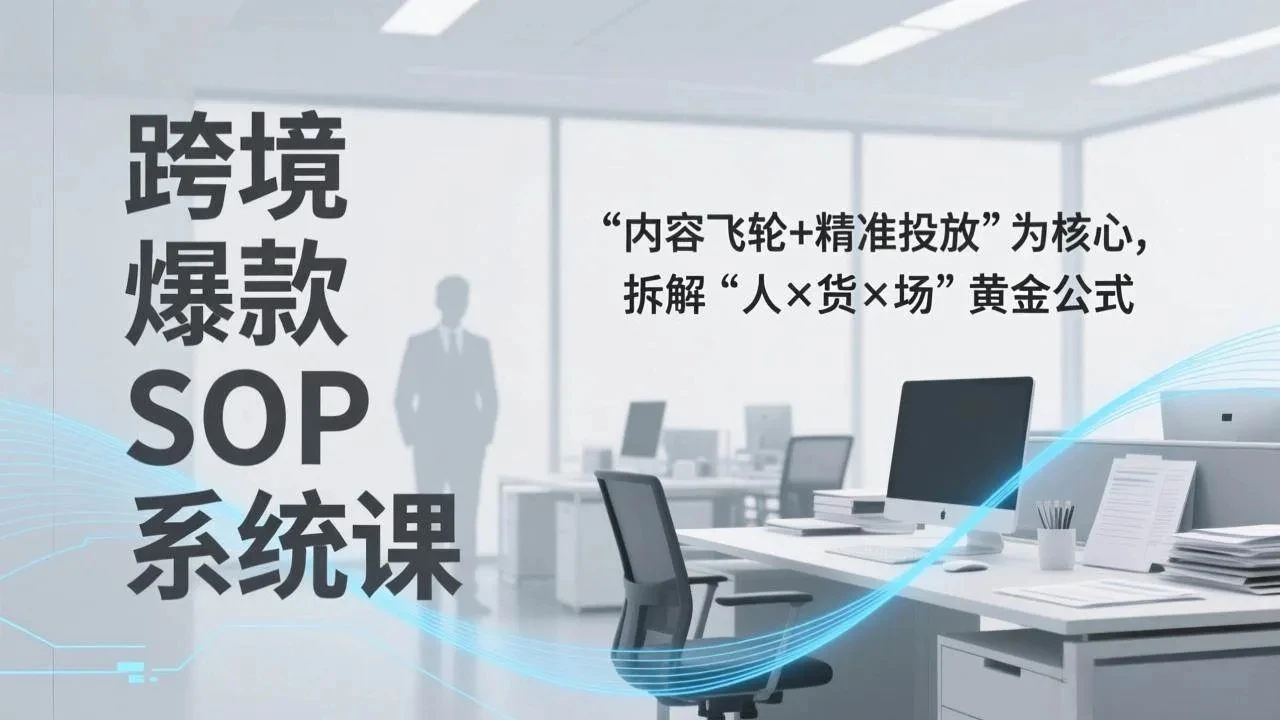 9dc9e652422e5cbf28162b8dc6b36b3e.webp 【精】跨境爆款SOP系统课,“内容飞轮+精准投放”为核心,拆解“人×货×场”黄金公式