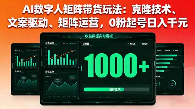 【精】AI数字人矩阵带货玩法：克隆技术、文案驱动、矩阵运营，0粉起号日入千元网赚项目-副业赚钱-互联网创业-资源整合知行客