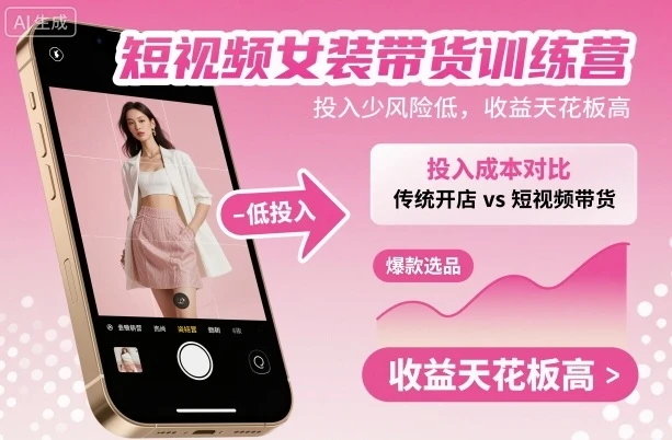 短视频女装带货训练营，投入少风险低，收益天花板高 | 资源下载 - 知行客网赚项目-副业赚钱-互联网创业-资源整合知行客