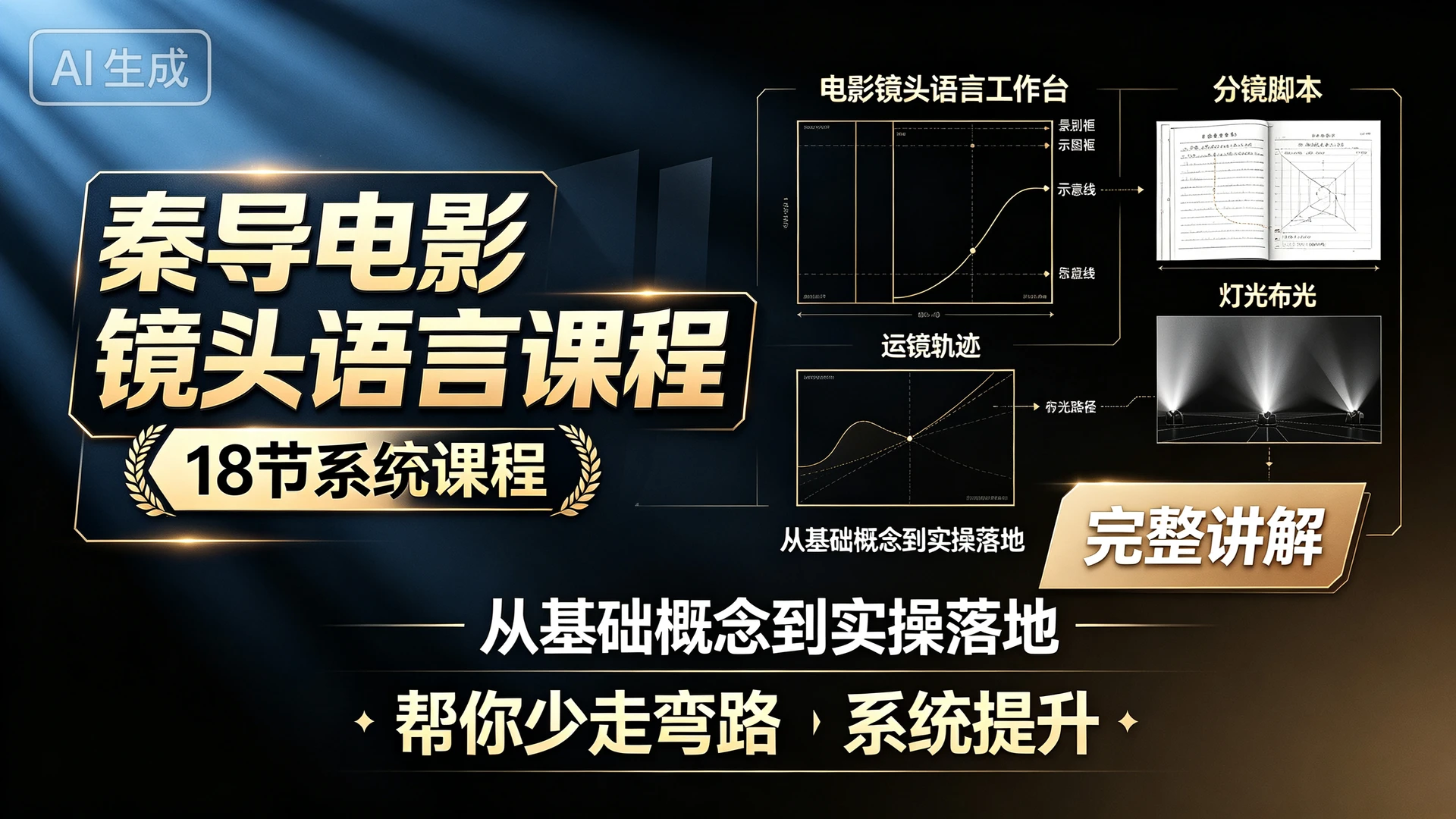 【精】秦导电影镜头语言课程，18 节系统课程，从基础概念到实操落地完整讲解，帮你少走弯路系统提升-知行客