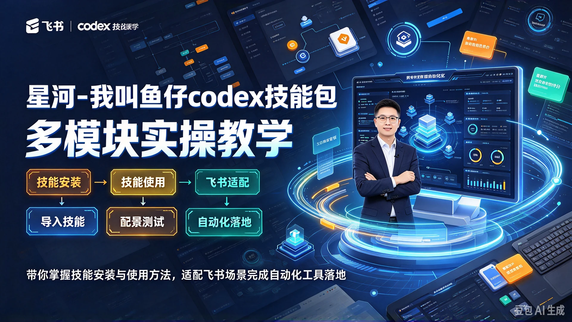 星河 - 我叫鱼仔codex技能包，多模块实操教学，带你掌握技能安装与使用方法，适配飞书场景完成自动化工具落地-知行客