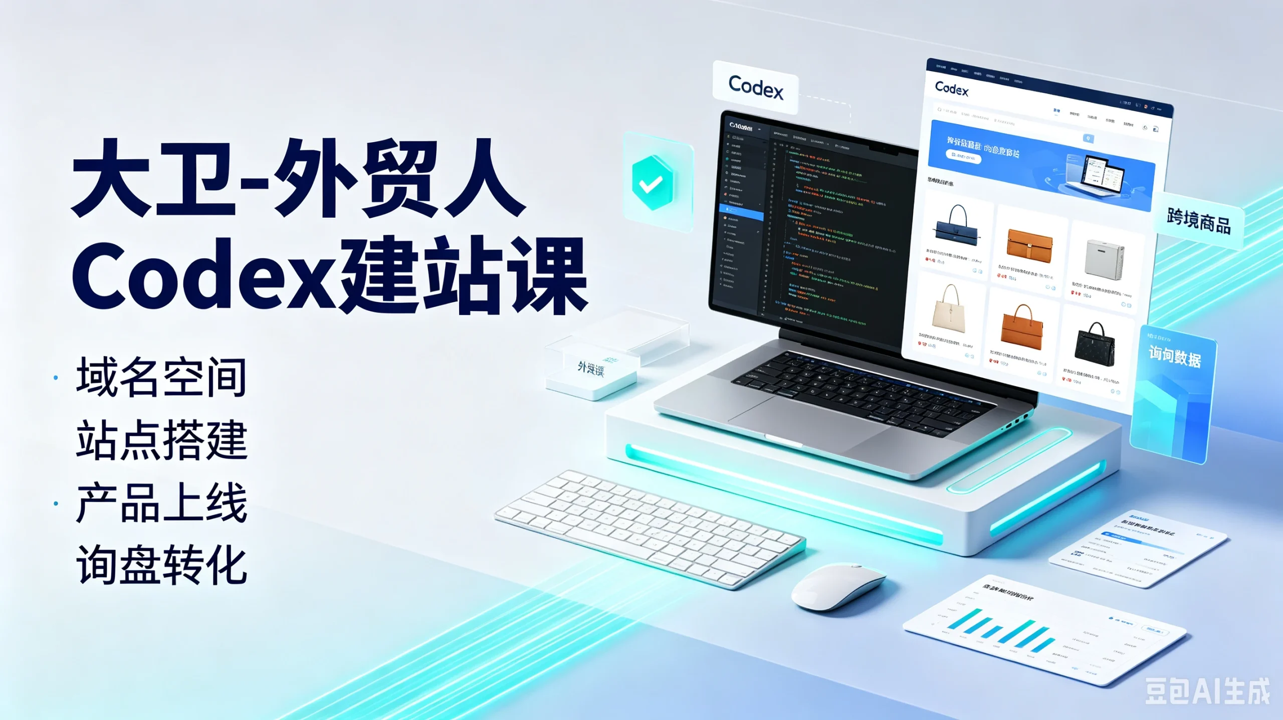 【精】大卫-外贸人Codex建站课，域名空间、站点撘建、产品上线、询盘转化-知行客