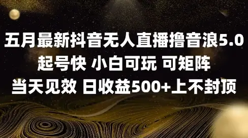 2025五月最新无人直播撸音浪单日产出5张+实操教程【揭秘】 | 资源下载 - 知行客网赚项目-副业赚钱-互联网创业-资源整合知行客