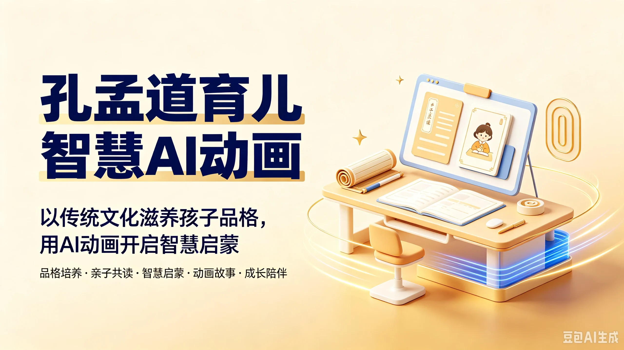 【精】孔孟道育儿智慧AI动画，以传统文化滋养孩子品格，用AI动画开启智慧启蒙，品格培养、亲子共读、智慧启蒙、动画故事、成长陪伴-知行客