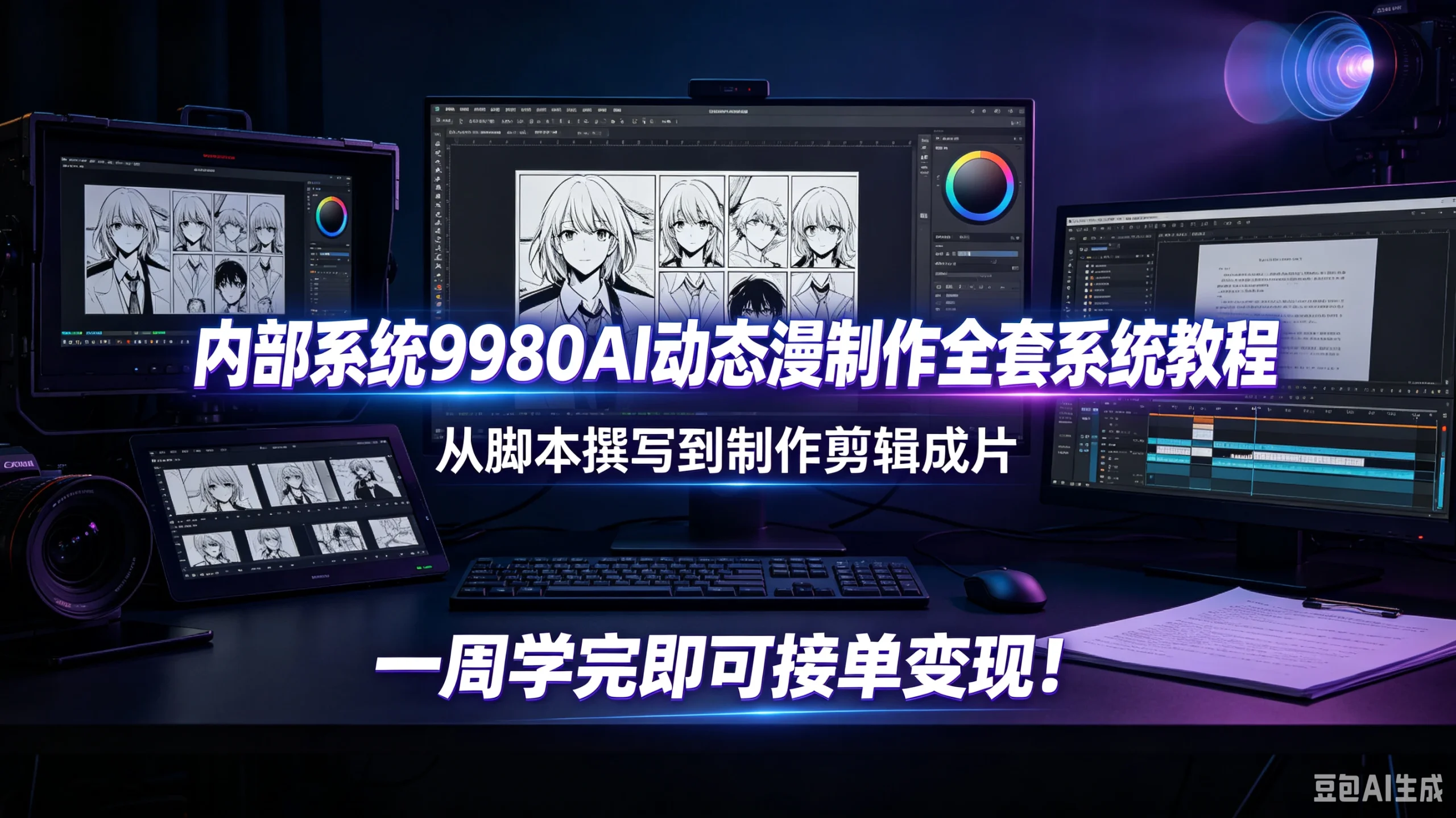 【精】内部系统9980AI动态漫制作全套系统教程，从脚本撰写到制作剪辑成片，一周学完即可接单变现！-知行客
