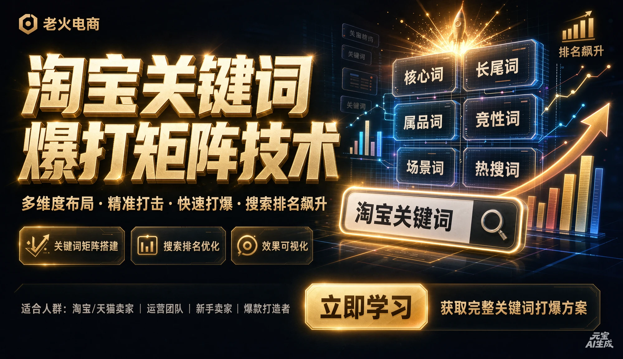 【精】老火电商04期 - 淘宝关键词爆打矩阵技术，低预低出高投产(20节)-知行客