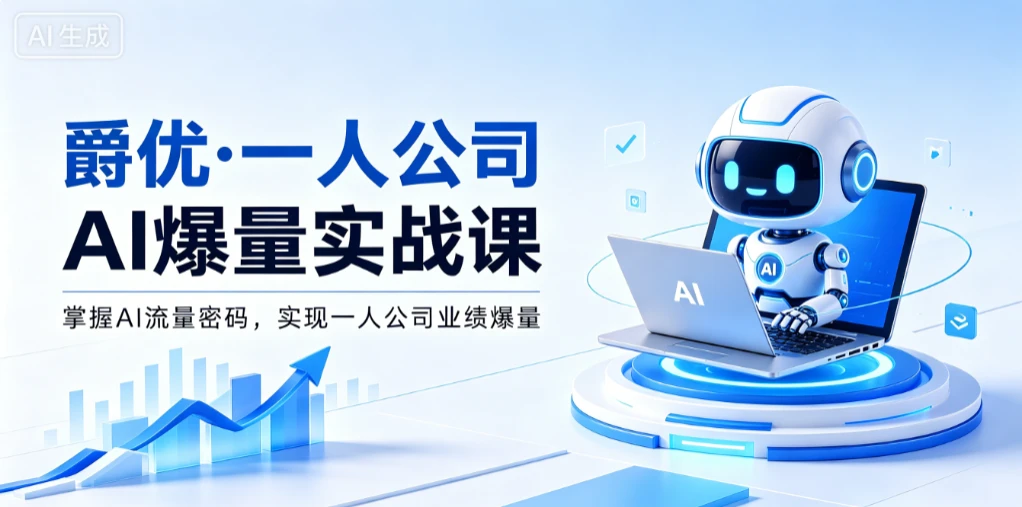 【精】爵优·一人公司AI爆量实战课：掌握AI流量密码，实现一人公司业绩爆量-知行客