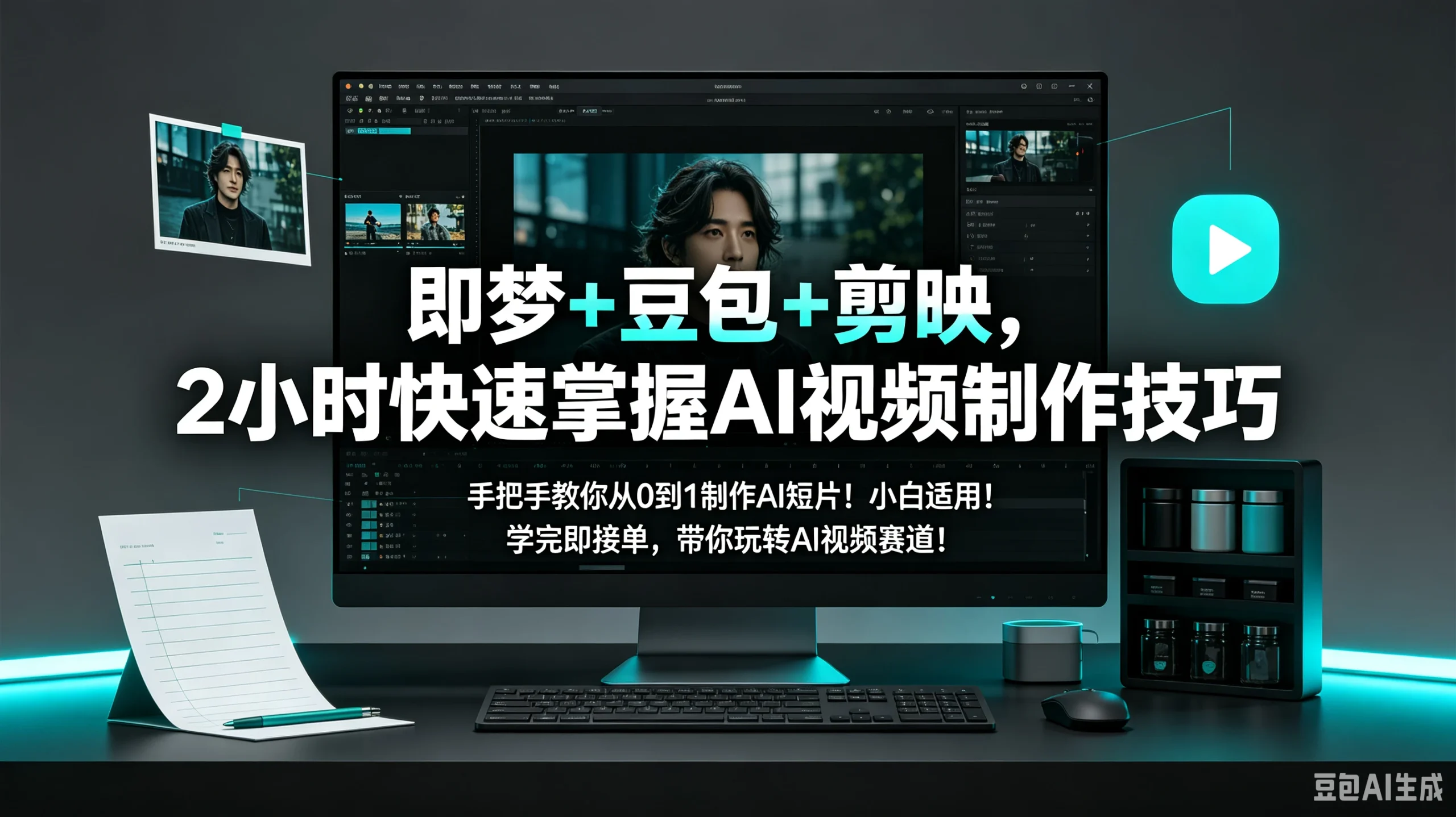 【精】即梦+豆包+剪映，2小时快速掌握AI视频制作技巧，手把手教你从0到1制作AI短片！小白适用！学完即接单，带你玩转AI视频赛道！-知行客