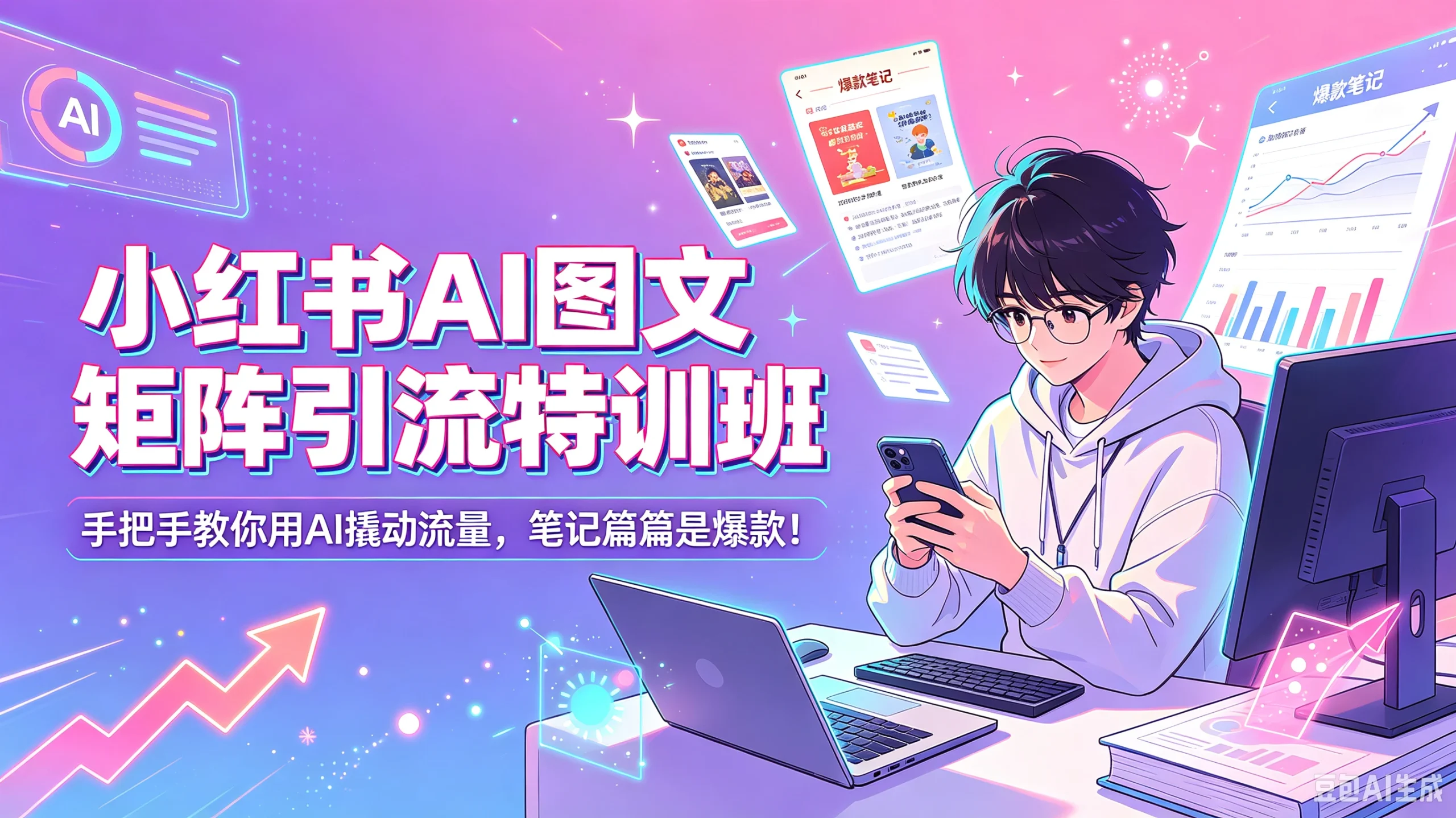 【精】小红书AI图文矩阵引流特训班| 手把手教你用AI撬动流量，笔记篇篇是爆款！-知行客