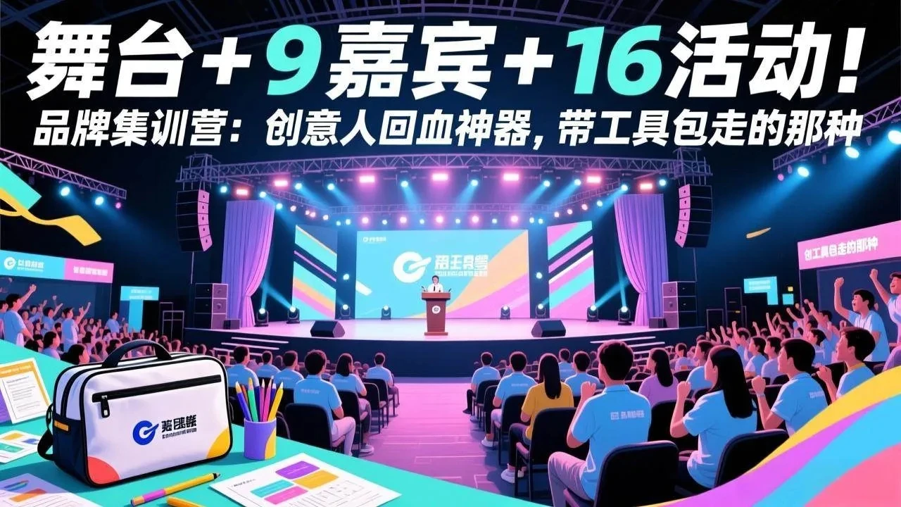 adf8504a92a5bf4497950ba462ade8a3.webp 【精】舞台 + 9 嘉宾 + 16 活动!品牌集训营:创意人回血神器,带工具包走的那种
