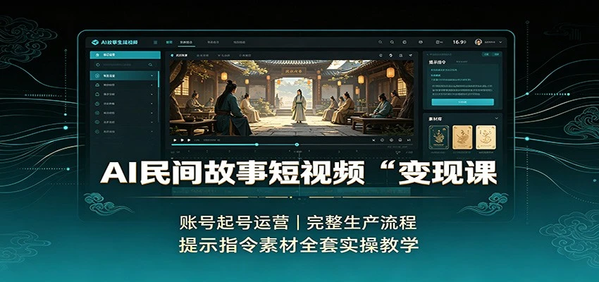 AI民间故事短视频变现课 账号起号运营 完整生产流程 提示指令素材全套实操教学-知行客
