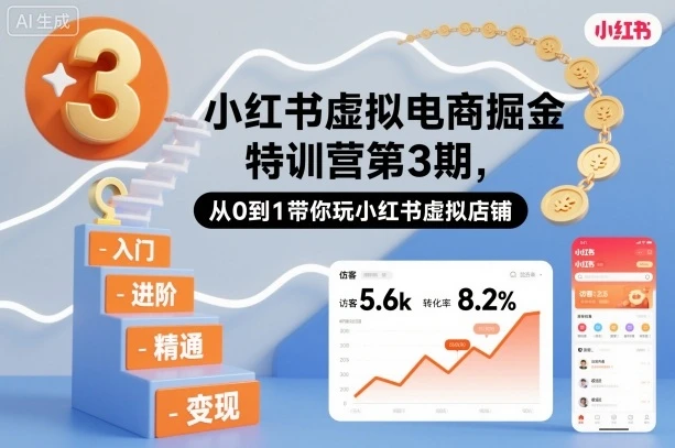 【精】小红书虚拟电商掘金特训营第3期,从0到1带你玩小红书虚拟店铺 【精】小红书虚拟电商掘金特训营第3期,从0到1带你玩小红书虚拟店铺