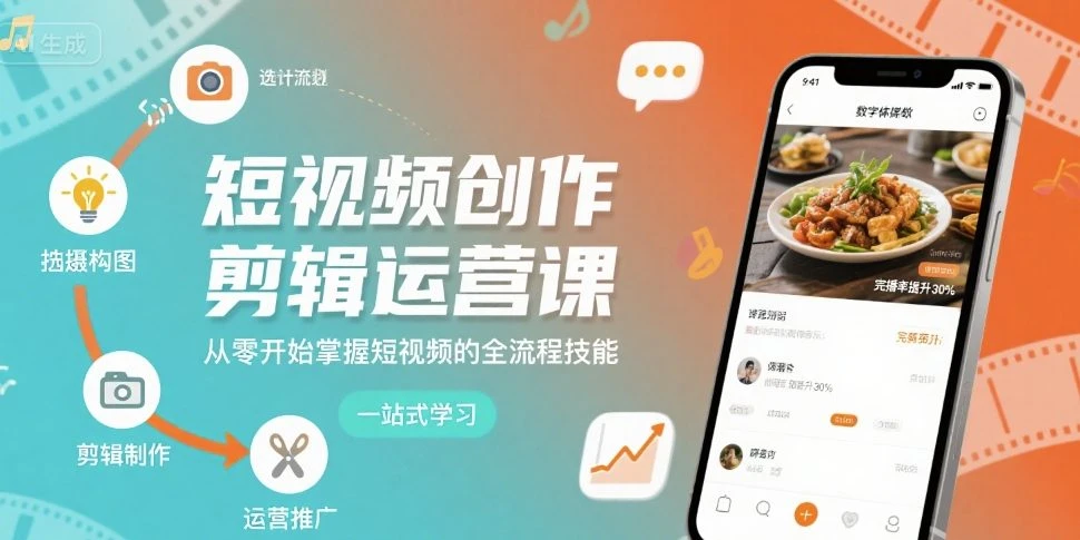 【精】短视频创作剪辑运营课，从零开始掌握短视频的全流程技能 | 资源下载 - 知行客网赚项目-副业赚钱-互联网创业-资源整合知行客