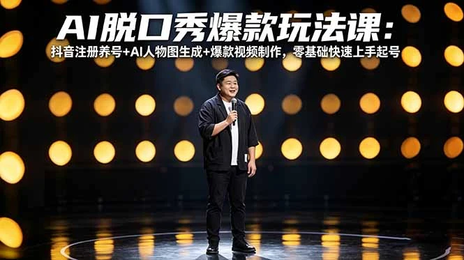 【精】AI脱口秀爆款玩法课:抖音注册养号+AI人物图生成+爆款视频制作,零基础快速上手起号 【精】AI脱口秀爆款玩法课:抖音注册养号+AI人物图生成+爆款视频制作,零基础快速上手起号