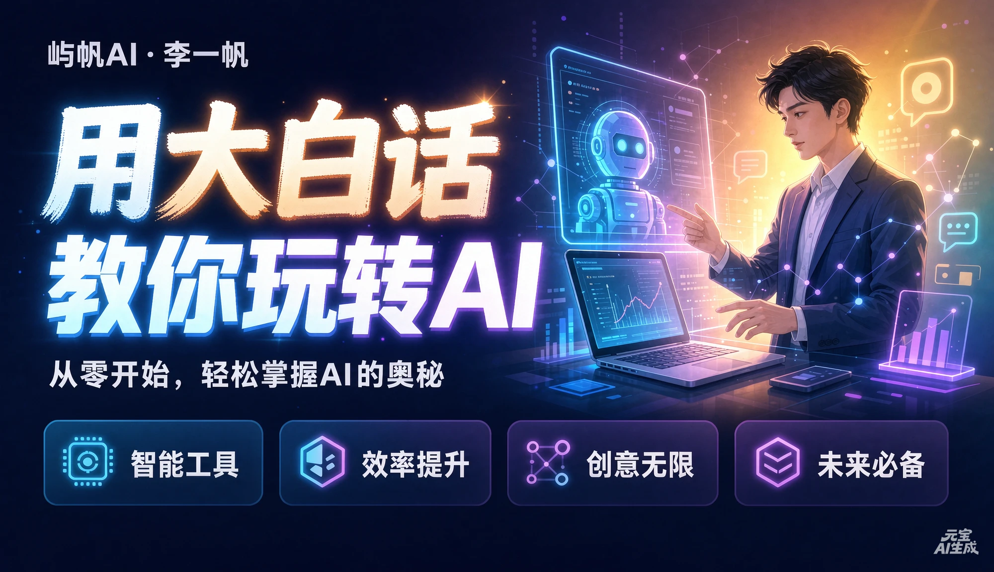 【精】屿帆AI·李一帆-用大白话教你玩转AI，从短剧漫剧到动画制作，零基础也能掌握爆款内容创作与变现全流程-知行客
