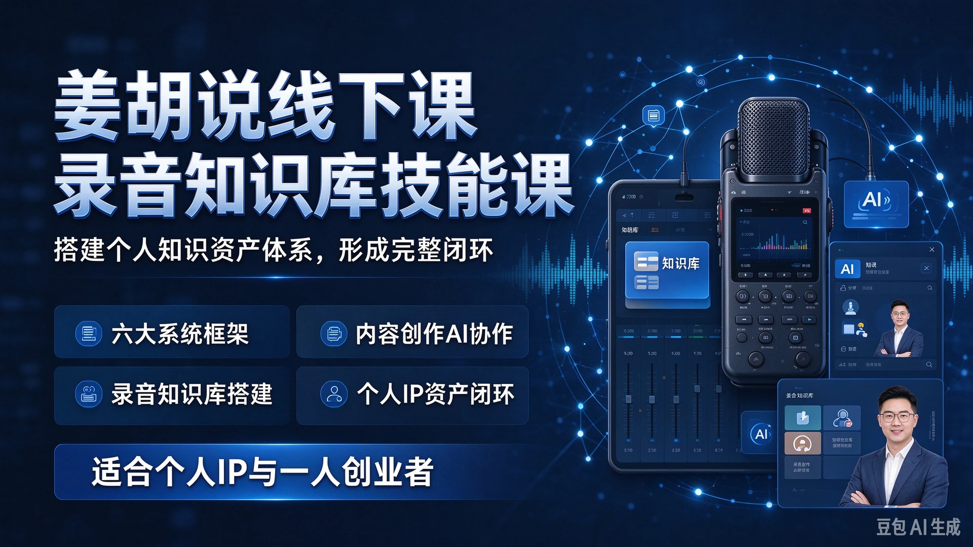 姜胡说线下课录音知识库技能课，带你学习六大系统框架与内容创作AI协作方法，搭建个人知识资产体系，适合个人IP与一人创业者的完整闭环-知行客