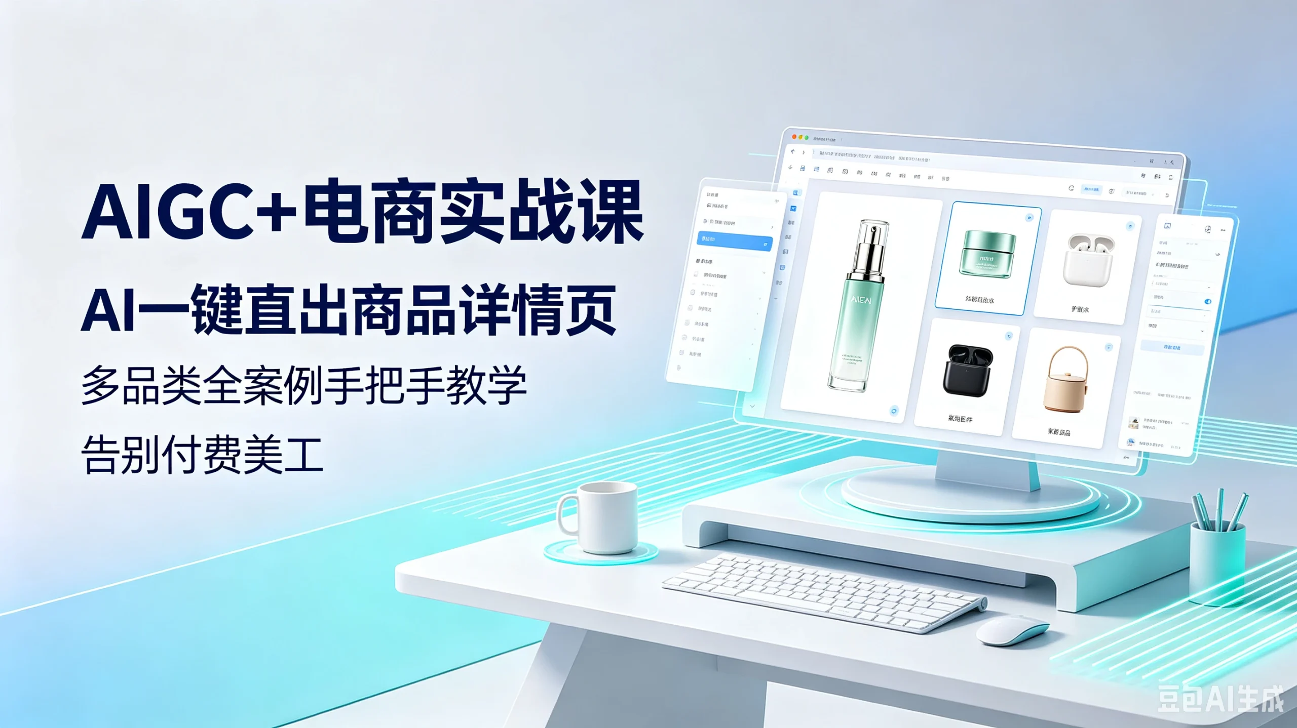 【精】AIGC+电商实战课AI一键直出商品详情页，多品类全案例手把手教学告别付费美工-知行客