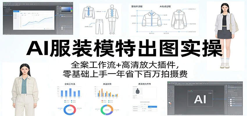 AI服装模特出图实操：全案工作流+ 高清放大插件，零基础上手一年省下百万拍摄费网赚项目-副业赚钱-互联网创业-资源整合知行客