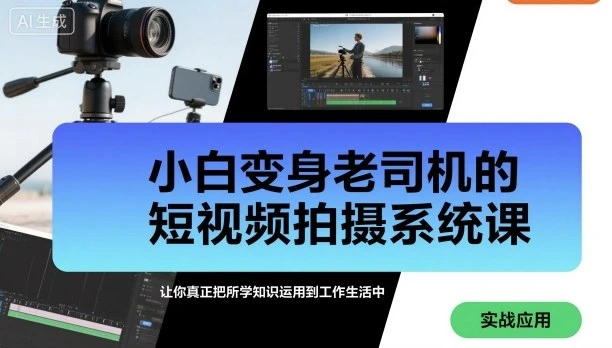 【精】小白变身老司机的短视频拍摄系统课，让你真正把所学知识运用到工作生活中 | 资源下载 - 知行客网赚项目-副业赚钱-互联网创业-资源整合知行客