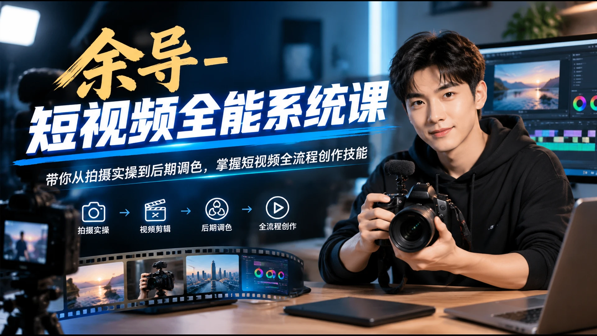 【精】余导 - 短视频全能系统课，带你从拍摄实操到后期调色，掌握短视频全流程创作技能-知行客