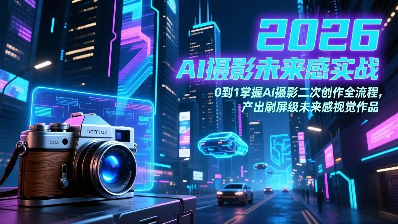 【精】2026 AI摄影未来感实战：0到1掌握AI摄影二次创作全流程，产出刷屏级未来感视觉作品网赚项目-副业赚钱-互联网创业-资源整合知行客