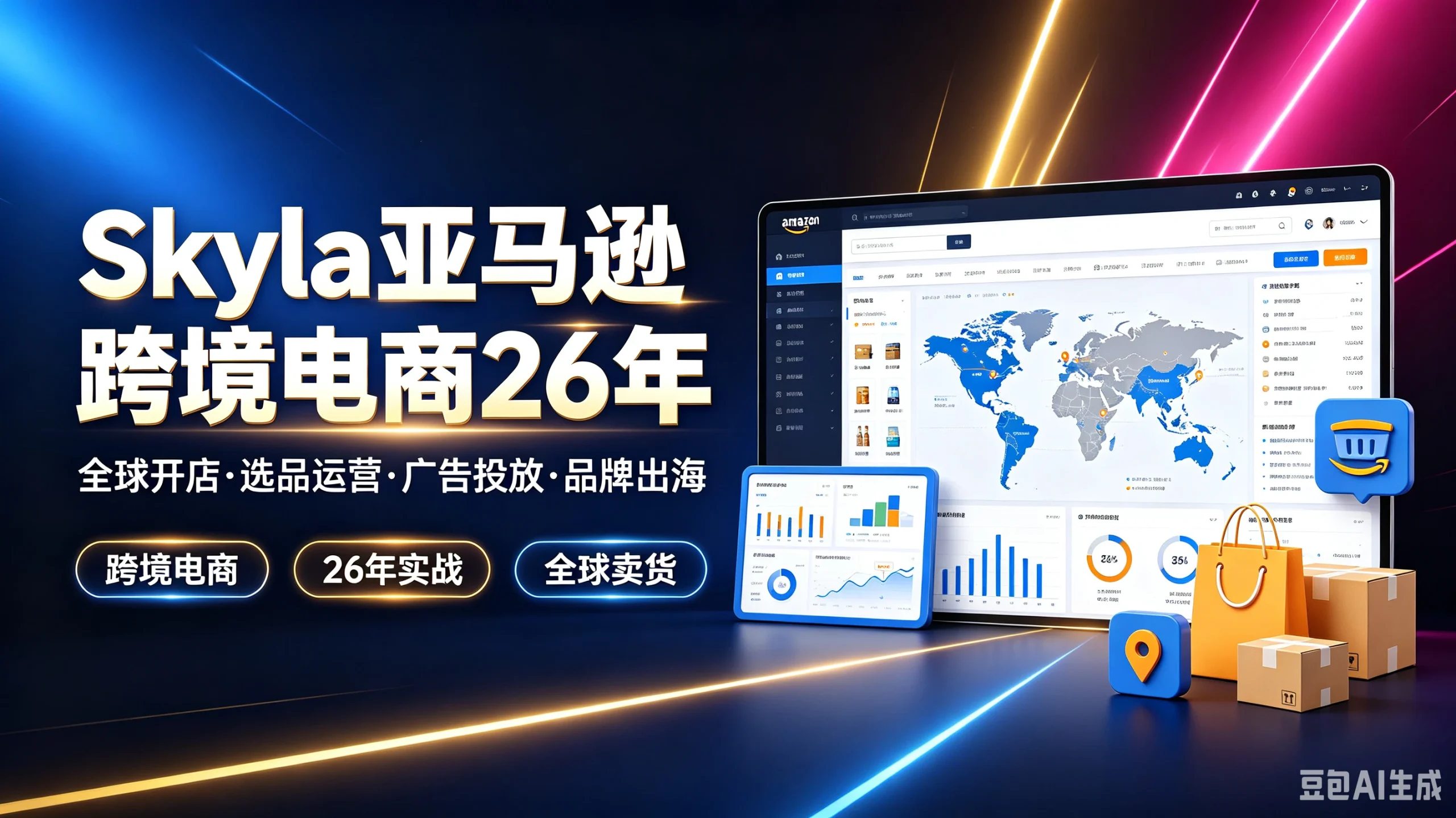 【精】Skyla亚马逊跨境电商26年，全球开店·选品运营·广告投放·品牌出海，跨境电商、26年实战、全球卖货-知行客