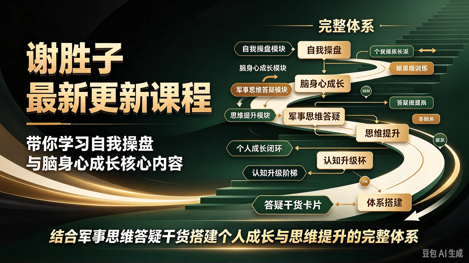 【精】谢胜子最新更新课程，带你学习自我操盘与脑身心成长核心内容，结合军事思维答疑干货搭建个人成长与思维提升的完整体系-知行客