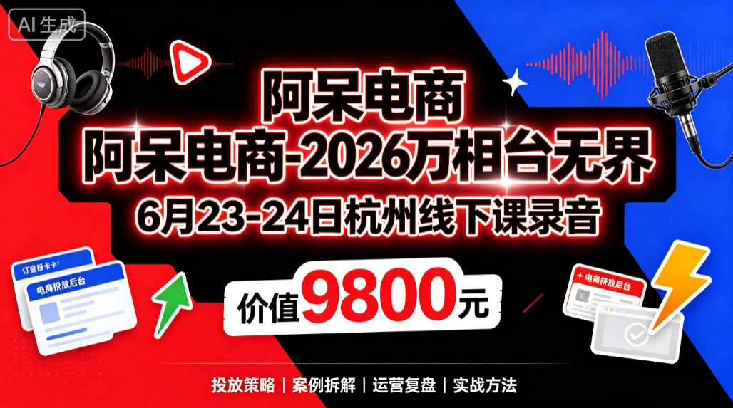 【精】阿呆电商-2026万相台无界6月23-24日杭州线下课录音(价值9800元)-知行客