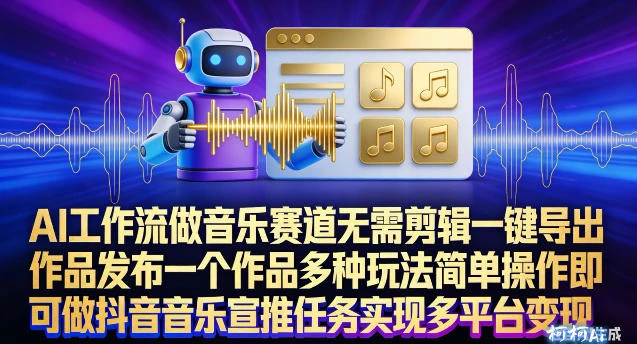 AI工作流做音乐赛道，无需剪辑，一键导出作品发布，一个作品多种玩法，简单操作即可做抖音音乐宣推任务 | 资源下载 - 知行客网赚项目-副业赚钱-互联网创业-资源整合知行客