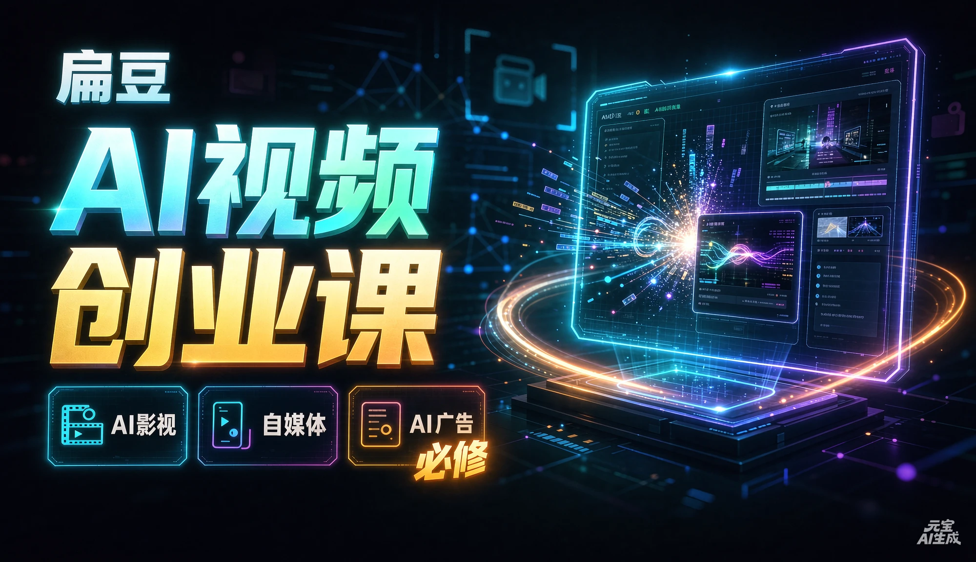 【精】扁豆：AI视频创业课（AI影视、AI自媒体、AI广告 必修）-知行客