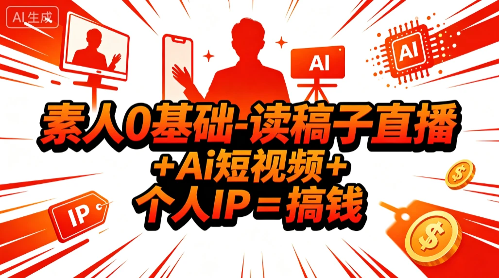 【精】素人0基础-读稿子直播 + Ai短视频 + 个人IP = 搞钱-知行客
