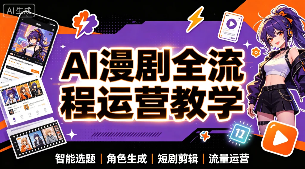 【精】AI漫剧全流程运营教学，从选题策划到账号增长，AI漫剧实战训练-知行客
