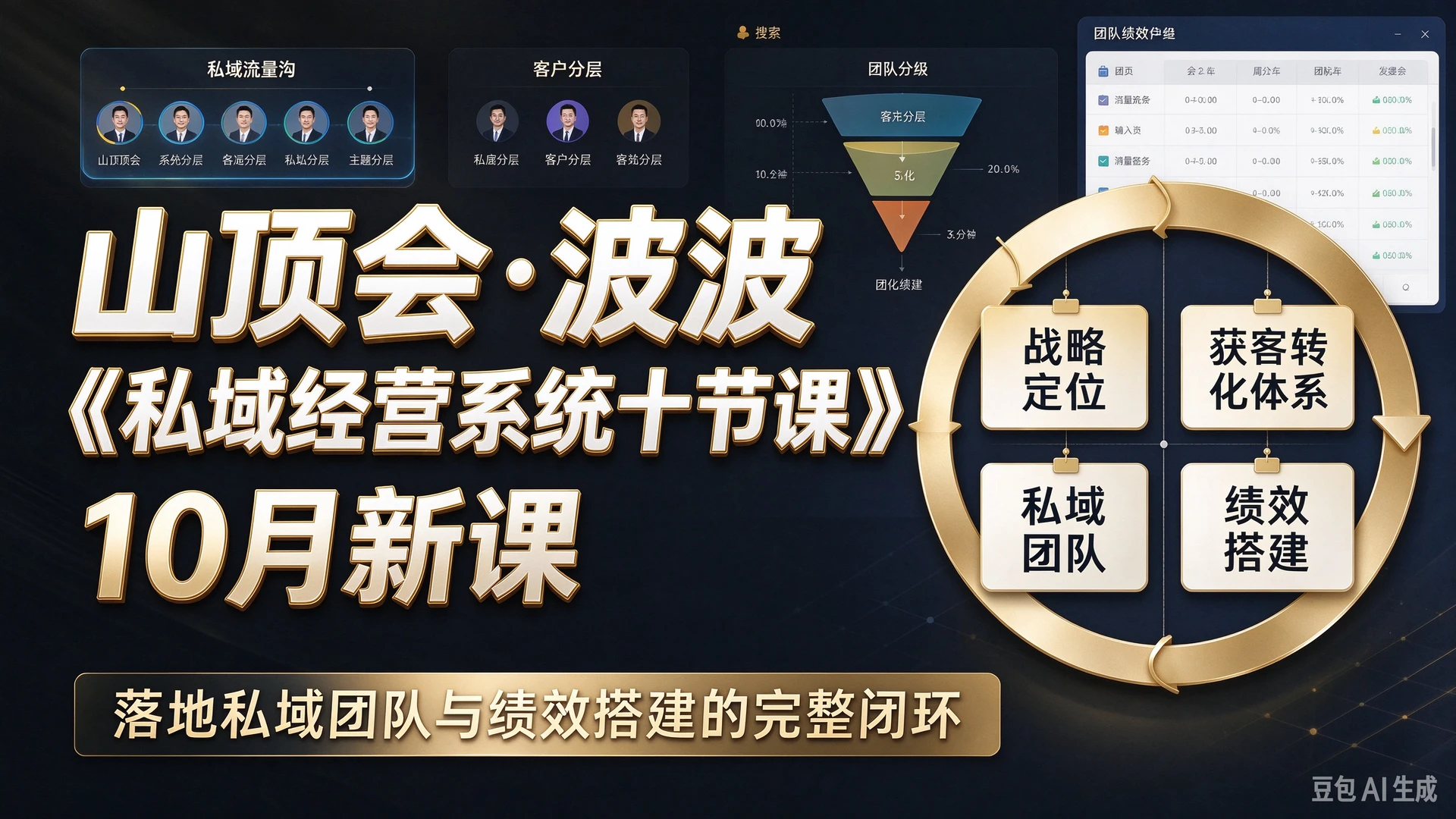 山顶会・波波《私域经营系统十节课》10月新课，带你搭建战略定位与获客转化体系，落地私域团队与绩效搭建的完整闭环-知行客