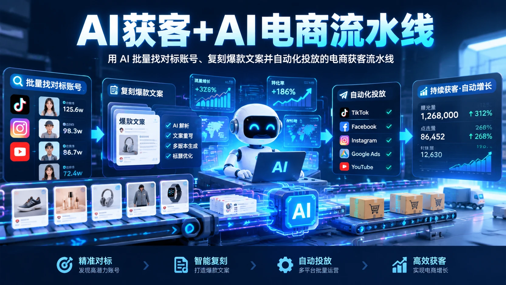 【精】AI获客 + AI电商流水线，带你搭建全链路自动化流程，实现批量内容生产与投放运营闭-知行客