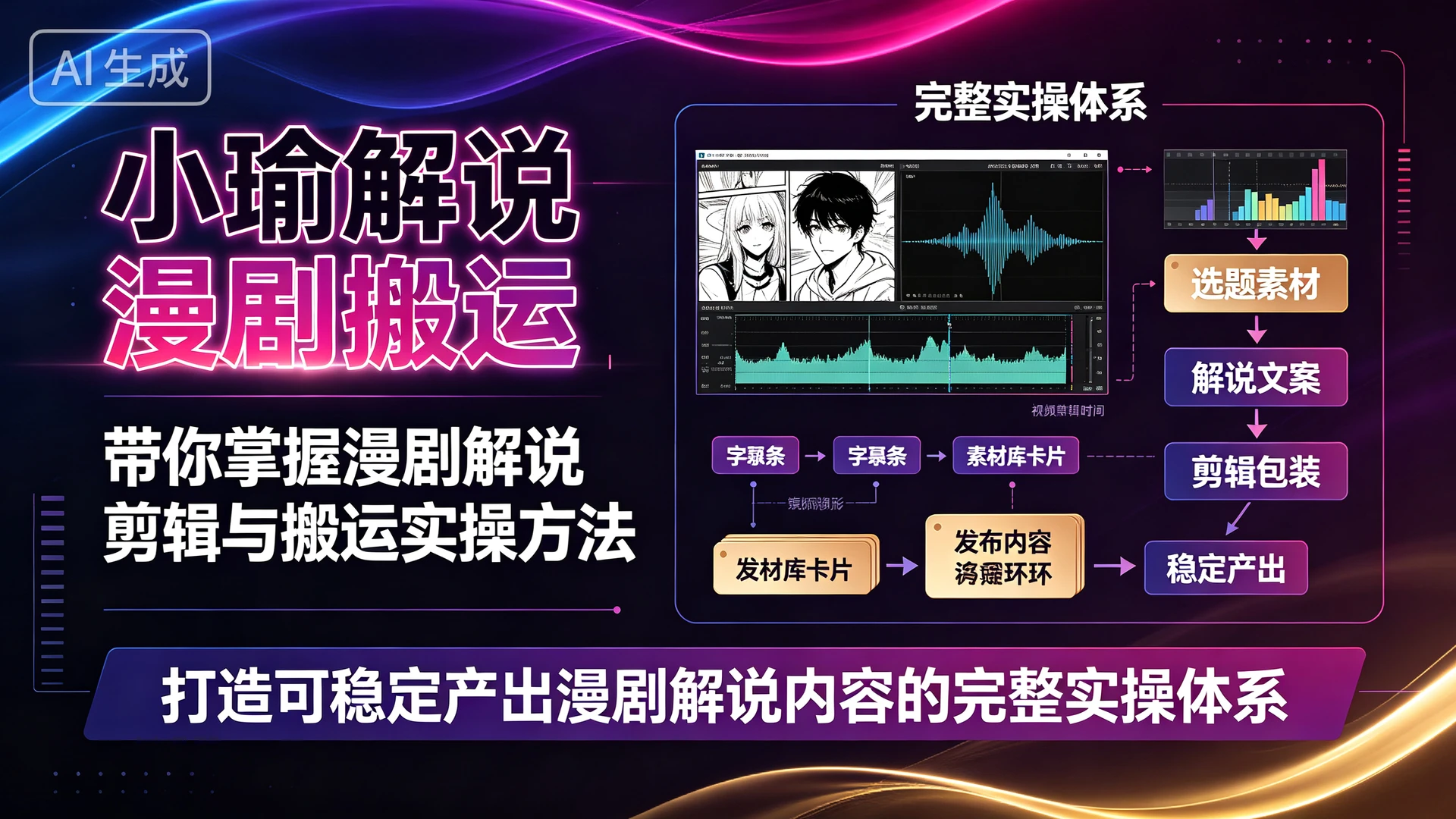 小瑜解说漫剧搬运，带你掌握漫剧解说剪辑与搬运实操方法，打造可稳定产出漫剧解说内容的完整实操体系-知行客