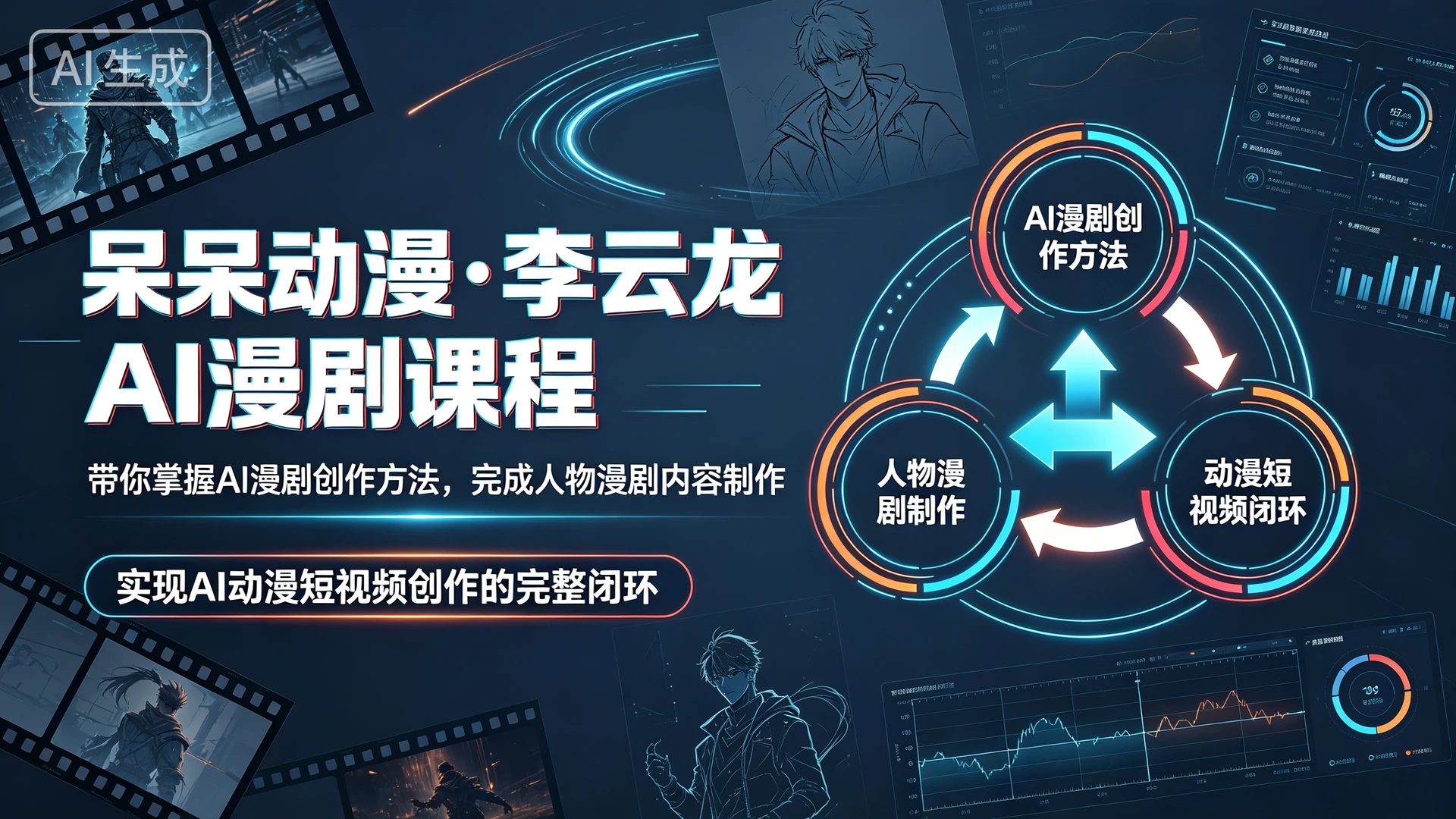 【精】呆呆动漫・李云龙AI漫剧课程，带你掌握AI漫剧创作方法，完成人物漫剧内容制作，实现AI动漫短视频创作的完整闭环-知行客