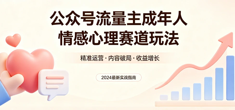 公众号流量主 | 成年人情感心理赛道,流量最大,受众最广的主流赛道之一,平均每2篇就有1篇万爆文章! 公众号流量主 | 成年人情感心理赛道,流量最大,受众最广的主流赛道之一,平均每2篇就有1篇万爆文章!